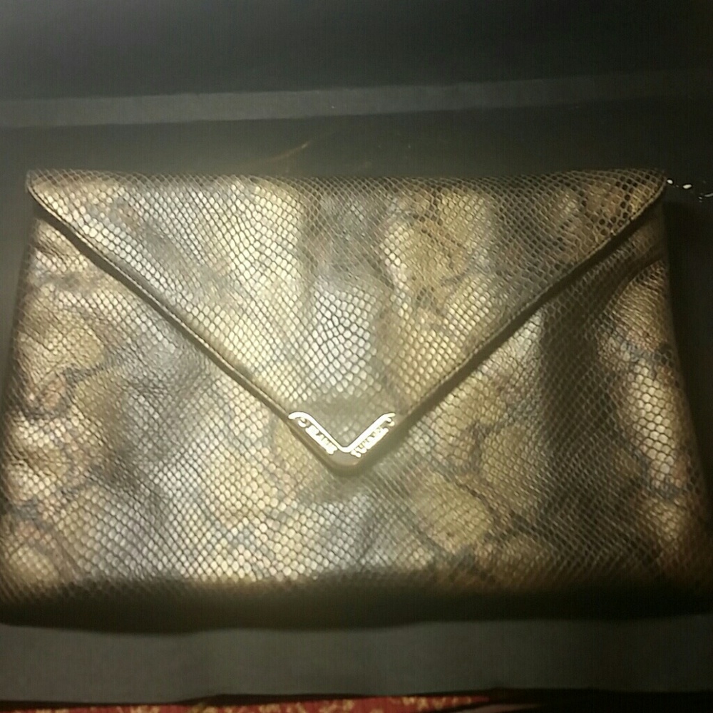 Elaine Turner Leather Snakeskin Clutch